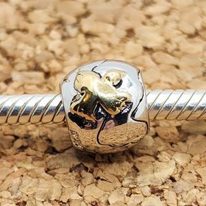 World Peace Two-Tone Sterling Silver and Gold Charm for Pandora Bracelets